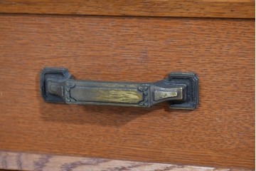 和製ヴィンテージ　オーク材　木肌が美しく上品な片袖机　(R-085801)