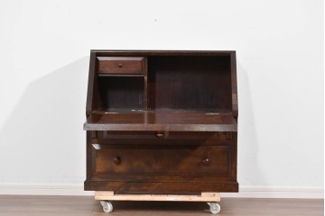 中古　松本民芸家具　A型座ビューロー　重厚な意匠のライティングビューロー　定価約30万円　(R-085802)