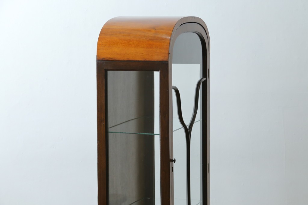 イギリスアンティーク　希少な小振りサイズ　Lloyd’s Antiques(ロイズアンティークス)　曲線装飾が優雅なキャビネット　(R-085804)