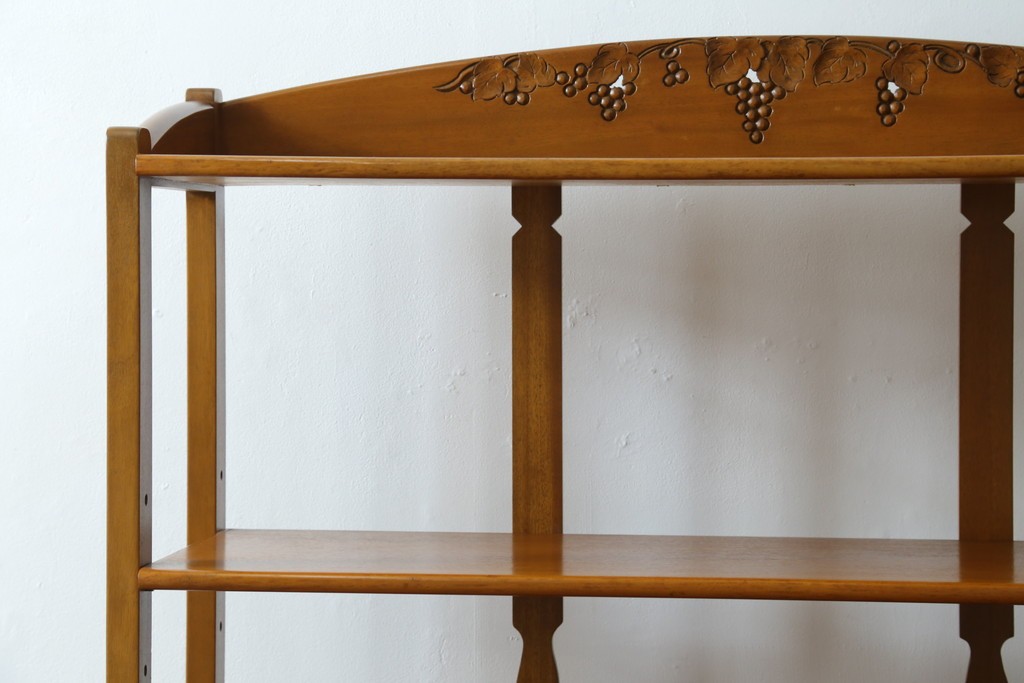 中古　希少な廃番品　吉川商事(D&A YOSHIKAWA)　モック工芸　葡萄園シリーズの引き出し付きブックシェルフ　(R-085805)