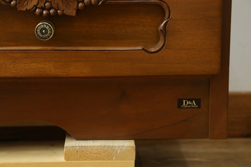 中古　希少な廃番品　吉川商事(D&A YOSHIKAWA)　モック工芸　葡萄園シリーズの引き出し付きブックシェルフ　(R-085805)