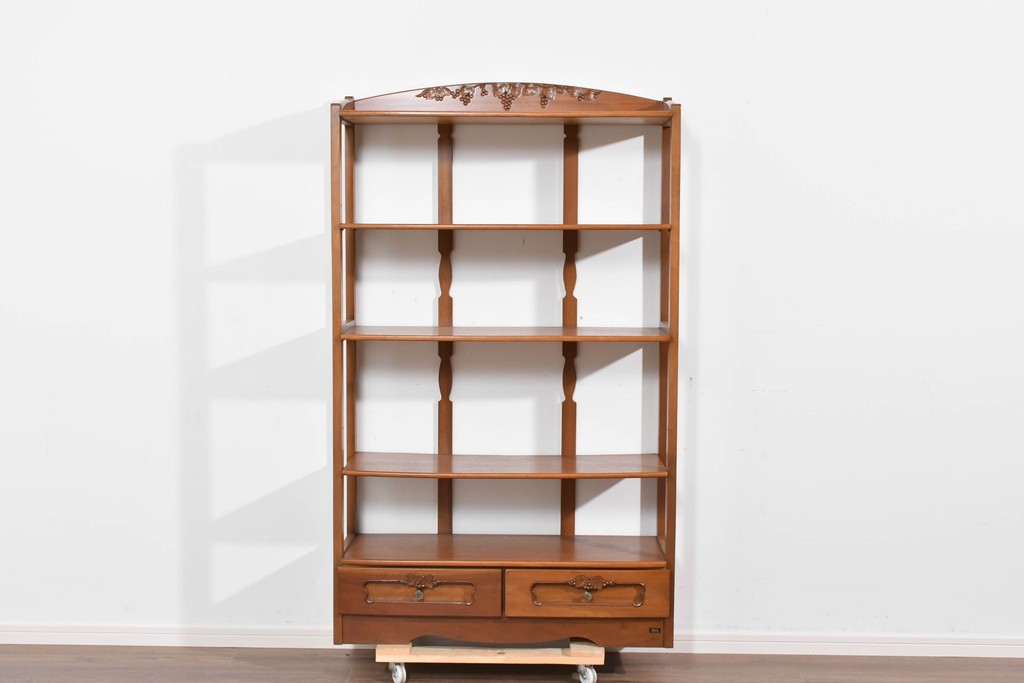 中古　希少な廃番品　吉川商事(D&A YOSHIKAWA)　モック工芸　葡萄園シリーズの引き出し付きブックシェルフ　(R-085805)