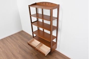 中古　希少な廃番品　吉川商事(D&A YOSHIKAWA)　モック工芸　葡萄園シリーズの引き出し付きブックシェルフ　(R-085805)