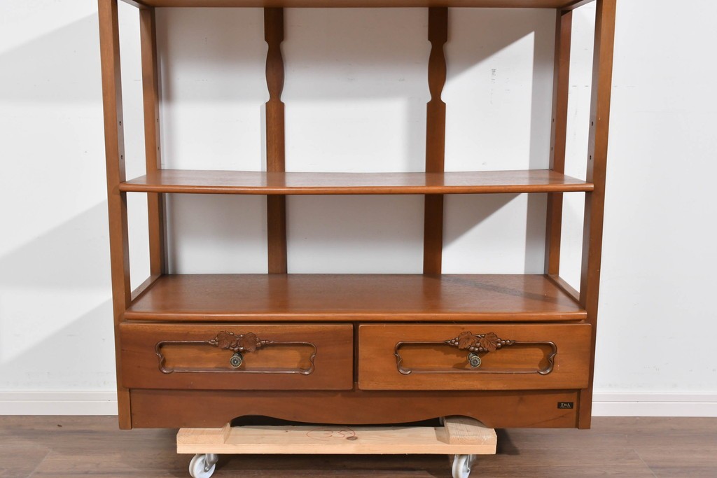 中古　希少な廃番品　吉川商事(D&A YOSHIKAWA)　モック工芸　葡萄園シリーズの引き出し付きブックシェルフ　(R-085805)