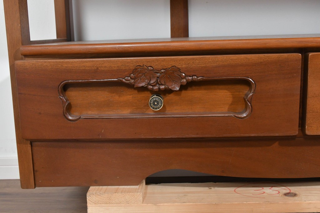 中古　希少な廃番品　吉川商事(D&A YOSHIKAWA)　モック工芸　葡萄園シリーズの引き出し付きブックシェルフ　(R-085805)