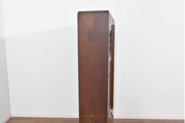 和製アンティーク　タモ材　迫力のある杢目と透かし彫りが魅力のブックケース　(R-085806)