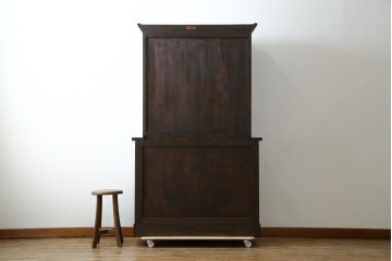 中古　美品　松本民芸家具　格子戸の意匠が上品なA型食器棚　定価約66万円　(R-085808)