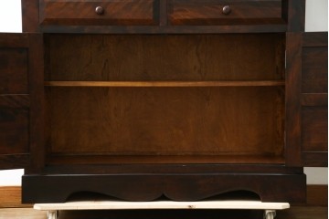 中古　美品　松本民芸家具　格子戸の意匠が上品なA型食器棚　定価約66万円　(R-085808)