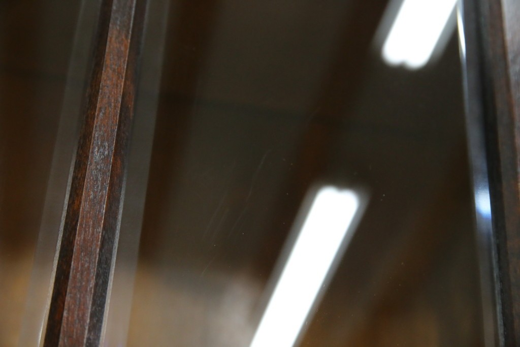 中古　美品　松本民芸家具　格子戸の意匠が上品なA型食器棚　定価約66万円　(R-085808)