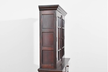 中古　美品　松本民芸家具　格子戸の意匠が上品なA型食器棚　定価約66万円　(R-085808)