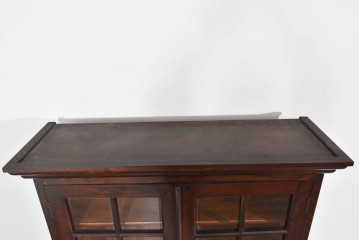 中古　美品　松本民芸家具　格子戸の意匠が上品なA型食器棚　定価約66万円　(R-085808)