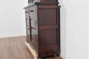 中古　美品　松本民芸家具　格子戸の意匠が上品なA型食器棚　定価約66万円　(R-085808)