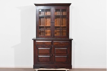 中古　美品　松本民芸家具　格子戸の意匠が上品なA型食器棚　定価約66万円　(R-085808)