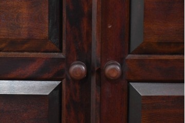 中古　美品　松本民芸家具　格子戸の意匠が上品なA型食器棚　定価約66万円　(R-085808)