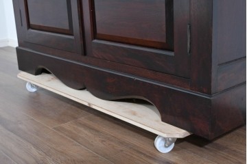 中古　美品　松本民芸家具　格子戸の意匠が上品なA型食器棚　定価約66万円　(R-085808)