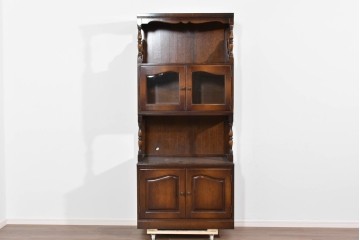 中古　美品　飛騨産業　キツツキ　挽物柱がアクセントの縦型キャビネット　(R-085809)