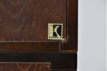 中古　美品　飛騨産業　キツツキ　挽物柱がアクセントの縦型キャビネット　(R-085809)