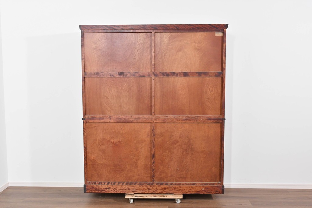 中古　美品　国産民芸家具　カバ材の木味を楽しめる二段重ね水屋箪笥食器棚　(R-085811)