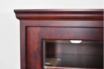 中古　美品　国産民芸家具　カバ材の木味を楽しめる二段重ね水屋箪笥食器棚　(R-085811)