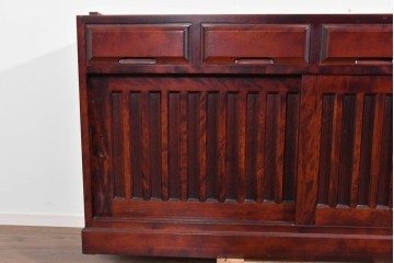 《天板取り付け加工費込み》　中古　美品　国産民芸家具　カバ材の木味を楽しめる水屋箪笥サイドボード　(R-085813)