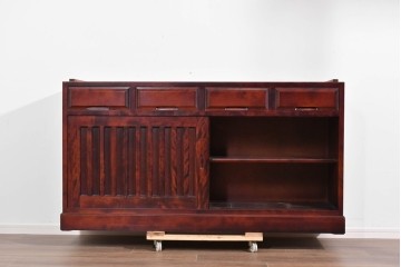 《天板取り付け加工費込み》　中古　美品　国産民芸家具　カバ材の木味を楽しめる水屋箪笥サイドボード　(R-085813)