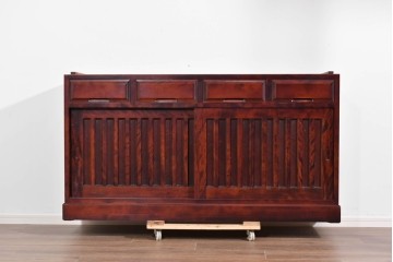 《天板取り付け加工費込み》　中古　美品　国産民芸家具　カバ材の木味を楽しめる水屋箪笥サイドボード　(R-085813)