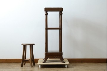 イギリスヴィンテージ　上手物!!　マホガニー材　石天板が特徴的な作りの良い花台　(R-085814)