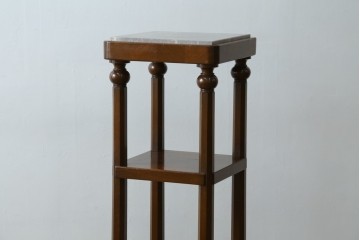 イギリスヴィンテージ　上手物!!　マホガニー材　石天板が特徴的な作りの良い花台　(R-085814)