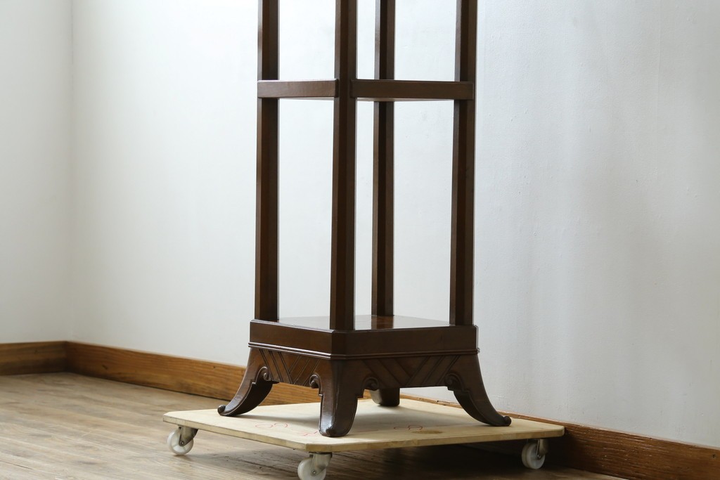 イギリスヴィンテージ　上手物!!　マホガニー材　石天板が特徴的な作りの良い花台　(R-085814)