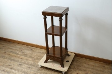 イギリスヴィンテージ　上手物!!　マホガニー材　石天板が特徴的な作りの良い花台　(R-085814)