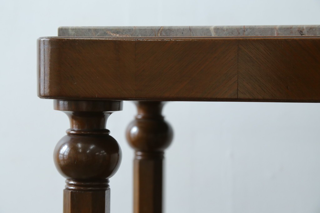 イギリスヴィンテージ　上手物!!　マホガニー材　石天板が特徴的な作りの良い花台　(R-085814)