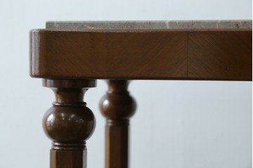 イギリスヴィンテージ　上手物!!　マホガニー材　石天板が特徴的な作りの良い花台　(R-085814)