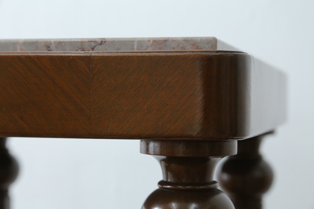 イギリスヴィンテージ　上手物!!　マホガニー材　石天板が特徴的な作りの良い花台　(R-085814)