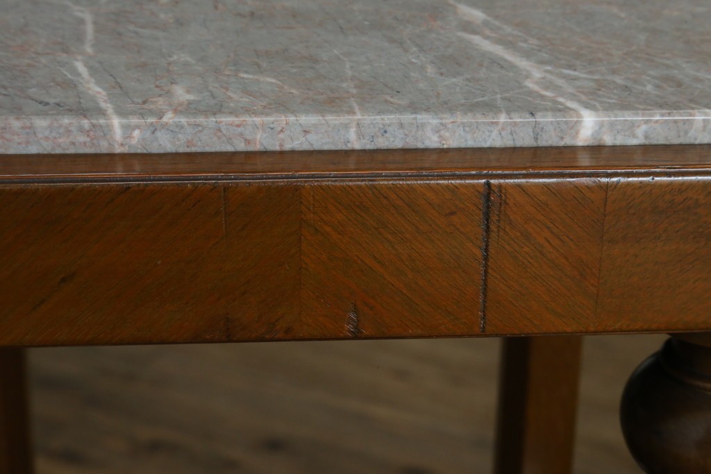 イギリスヴィンテージ　上手物!!　マホガニー材　石天板が特徴的な作りの良い花台　(R-085814)