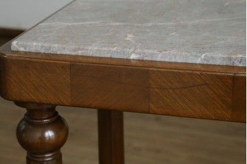 イギリスヴィンテージ　上手物!!　マホガニー材　石天板が特徴的な作りの良い花台　(R-085814)