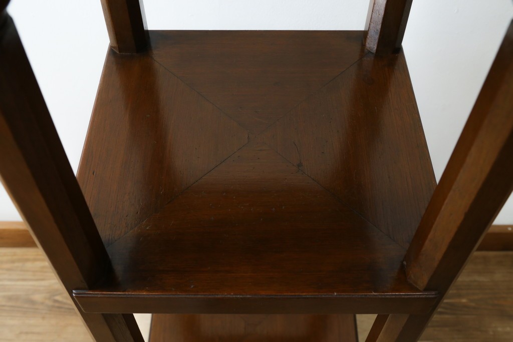 イギリスヴィンテージ　上手物!!　マホガニー材　石天板が特徴的な作りの良い花台　(R-085814)