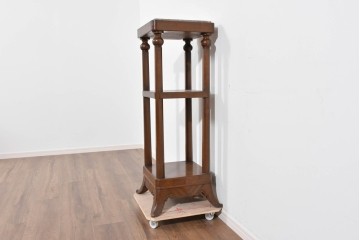 イギリスヴィンテージ　上手物!!　マホガニー材　石天板が特徴的な作りの良い花台　(R-085814)