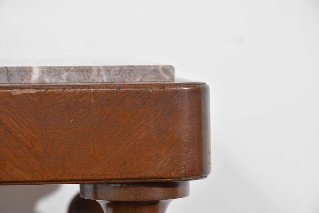 イギリスヴィンテージ　上手物!!　マホガニー材　石天板が特徴的な作りの良い花台　(R-085814)