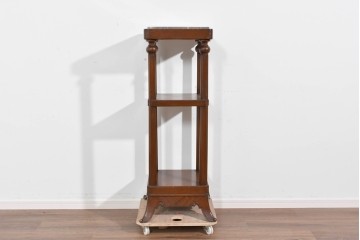 イギリスヴィンテージ　上手物!!　マホガニー材　石天板が特徴的な作りの良い花台　(R-085814)