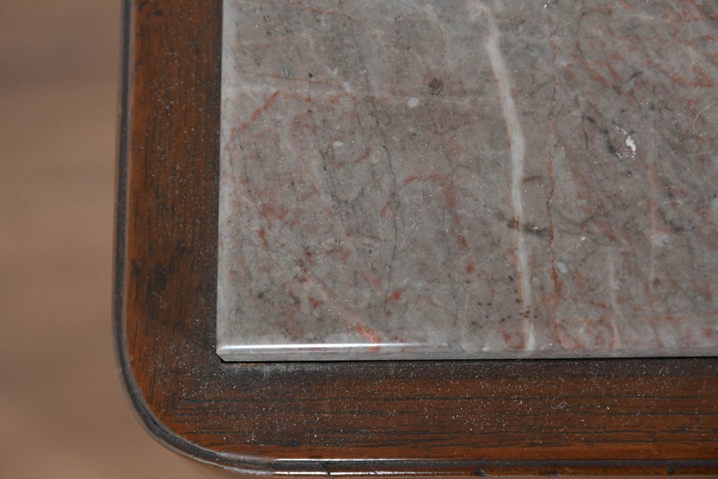 イギリスヴィンテージ　上手物!!　マホガニー材　石天板が特徴的な作りの良い花台　(R-085814)