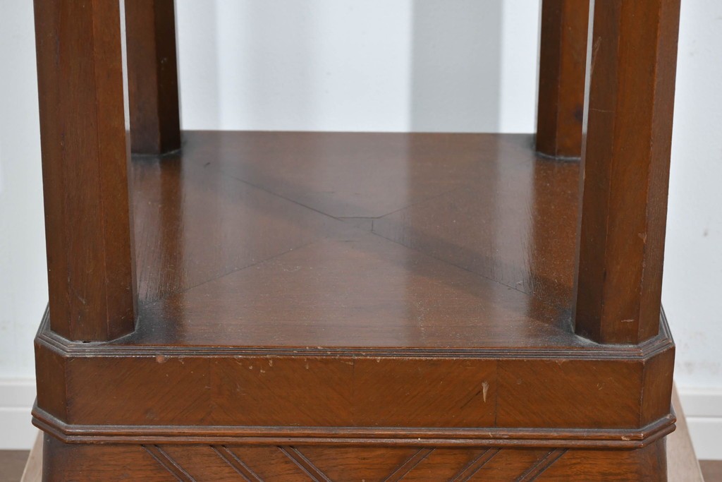 イギリスヴィンテージ　上手物!!　マホガニー材　石天板が特徴的な作りの良い花台　(R-085814)