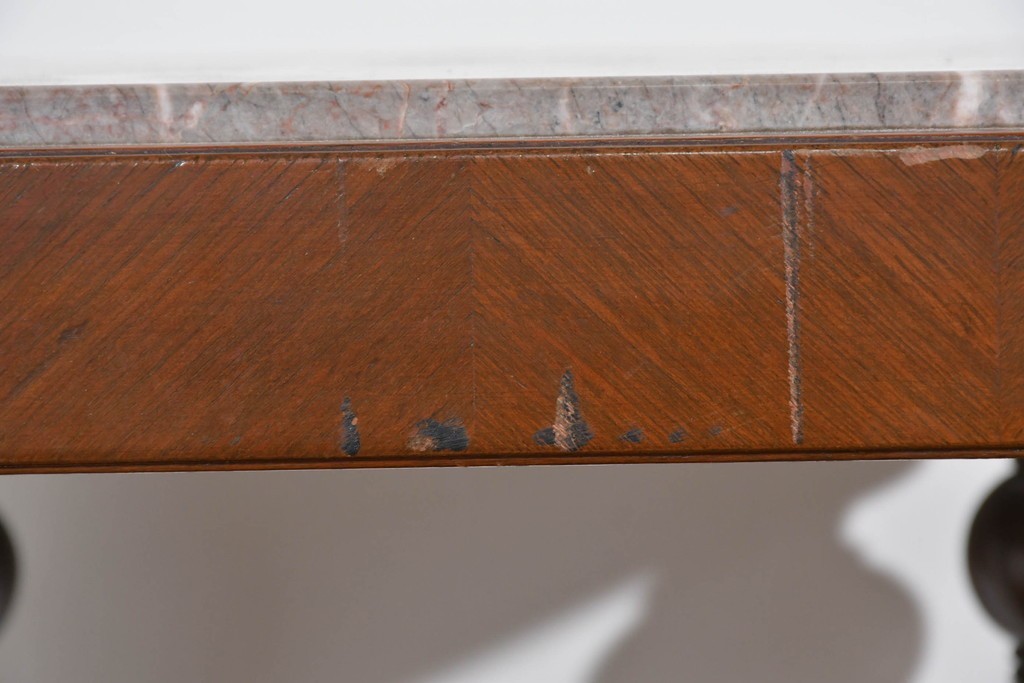 イギリスヴィンテージ　上手物!!　マホガニー材　石天板が特徴的な作りの良い花台　(R-085814)