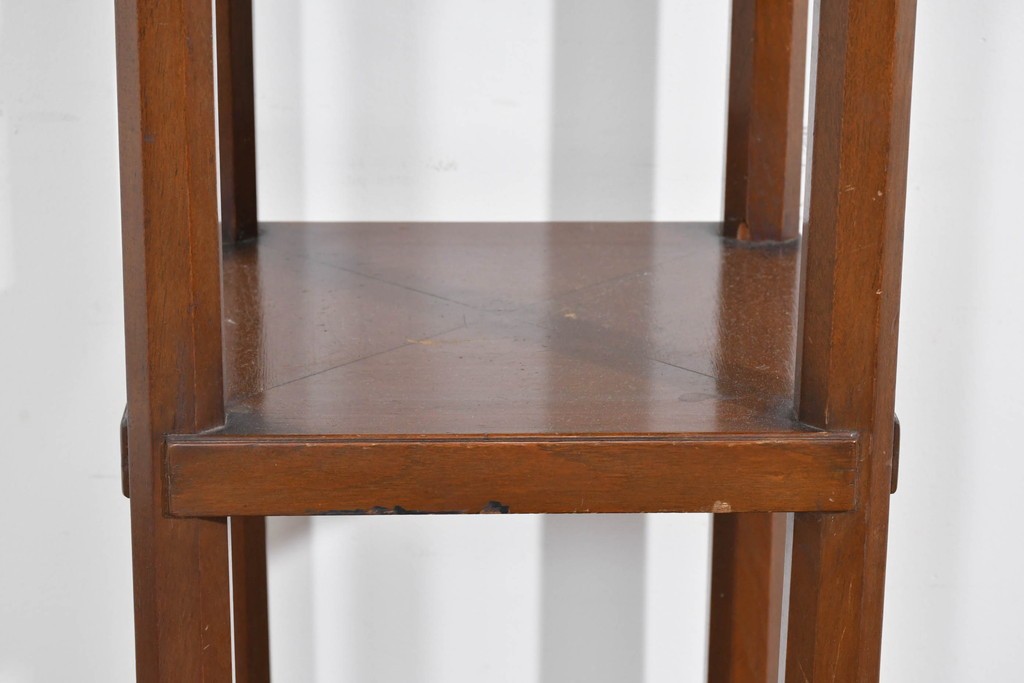 イギリスヴィンテージ　上手物!!　マホガニー材　石天板が特徴的な作りの良い花台　(R-085814)