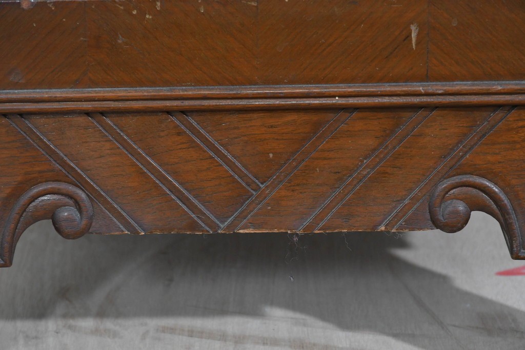 イギリスヴィンテージ　上手物!!　マホガニー材　石天板が特徴的な作りの良い花台　(R-085814)