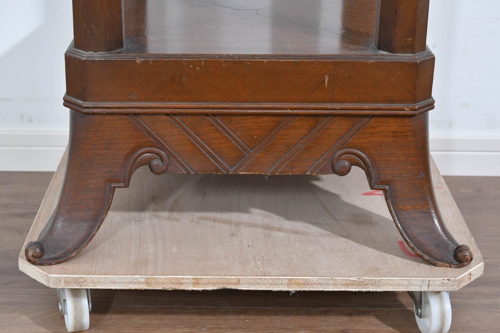 イギリスヴィンテージ　上手物!!　マホガニー材　石天板が特徴的な作りの良い花台　(R-085814)