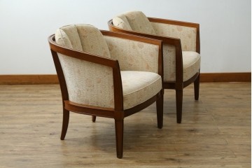 中古　DREXEL HERITAGE(ドレクセルヘリテイジ)　落ち着きのあるデザインが上品なラウンジチェア2脚セット　定価(2脚合計)約80万円　(R-085820)