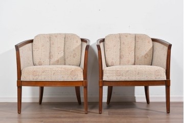 中古　DREXEL HERITAGE(ドレクセルヘリテイジ)　落ち着きのあるデザインが上品なラウンジチェア2脚セット　定価(2脚合計)約80万円　(R-085820)