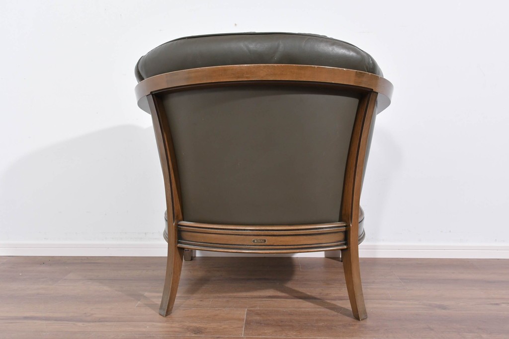 中古　maruni(マルニ木工)　地中海ロイヤルシリーズ　本革(レザー)　気品ある佇まいのラウンジチェア　定価約48万円　(R-085821)