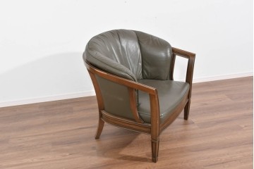 中古　maruni(マルニ木工)　地中海ロイヤルシリーズ　本革(レザー)　気品ある佇まいのラウンジチェア　定価約48万円　(R-085821)