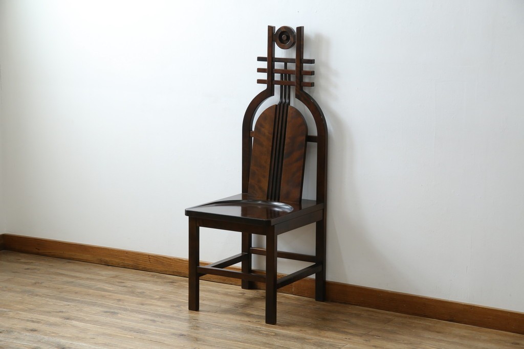 中古　美品　星野民芸(星野民藝)　独特の造形が目を引くアームレスチェア　(R-085822)